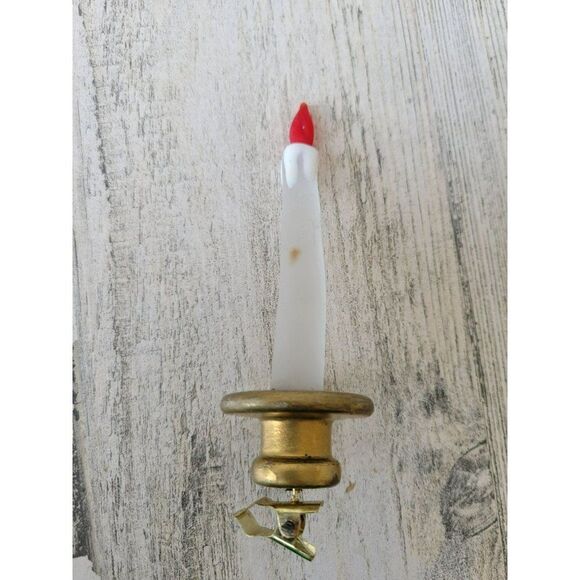 Glass candle vintage clip ornament Xmas tree clear - Picture 1 of 7